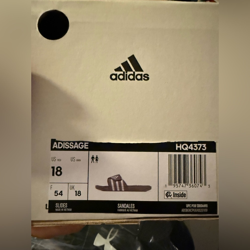 Adidas Adissage Men's Slides Size 18 new with box - Picture 7 of 7